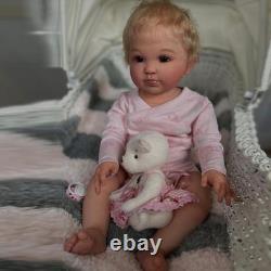 28 Reborn Doll Assembled Toddler Girl with Rooted Yellow Hair Cloth Body Gifts