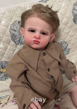 28 Reborn Toddler Boy Doll Realistic Hand-Rooted Hair Artist Handmade Toy Gift