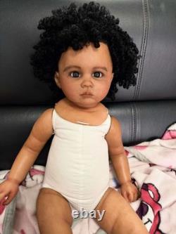 28 Toddler Girl Reborn Doll Painted Kit Rooted Afro Hair Dark Skin Unassembled