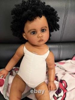28 Toddler Girl Reborn Doll Painted Kit Rooted Afro Hair Dark Skin Unassembled