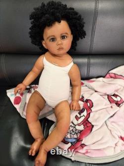 28 Toddler Girl Reborn Doll Painted Kit Rooted Afro Hair Dark Skin Unassembled