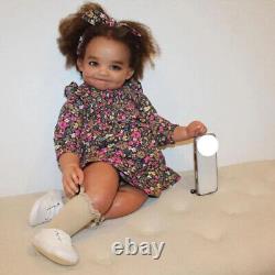 28in Already Finished Reborn Toddler Girl Doll Soft Vinyl Brown Rooted Hair Gift