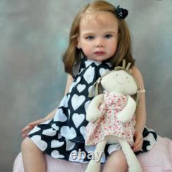 28in Finished Reborn Baby Doll Handmade Doll Girl with Rooted Hair Birthday Gift