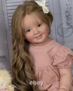 28in Finished Toddler Girl Reborn Baby Doll Hand-Rooted Curly Hair Lifelike Gift