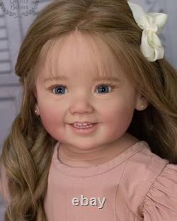 28in Finished Toddler Girl Reborn Baby Doll Hand-Rooted Curly Hair Lifelike Gift