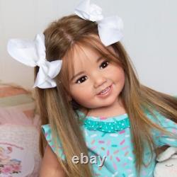 28in Lifelike Reborn Baby Doll Toddler Girl With Rooted Yellow Hair Handmade Toy
