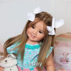 28in Lifelike Reborn Baby Doll Toddler Girl With Rooted Yellow Hair Handmade Toy