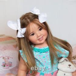 28in Lifelike Reborn Baby Doll Toddler Girl With Rooted Yellow Hair Handmade Toy