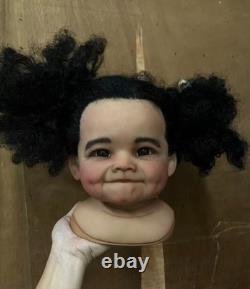 28in Painted Reborn Doll Kit Dark Skin Toddler African Girl Rooted Hair DIY Gift