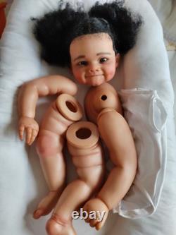 28in Painted Reborn Doll Kit Dark Skin Toddler African Girl Rooted Hair DIY Gift