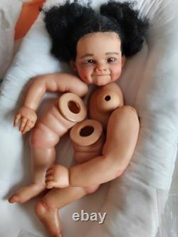 28in Painted Reborn Doll Kit Dark Skin Toddler African Girl Rooted Hair DIY Gift