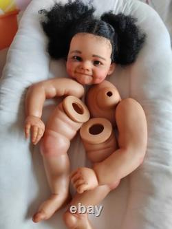28in Painted Reborn Doll Kit Dark Skin Toddler African Girl Rooted Hair DIY Gift