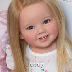 28in Reborn Baby Lovely Toddler Girl Doll Hand-Rooted Gold Hair Gift Assembled