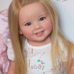 28in Reborn Baby Lovely Toddler Girl Doll Hand-Rooted Gold Hair Gift Assembled