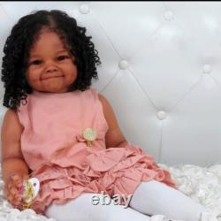 28in Reborn Dolls Dark Skin Girl African Toddler Hand-Rooted Hair Realistic Gift 28in Reborn Dolls Dark Skin Girl African Toddler Hand-Rooted Hair Realistic Gift