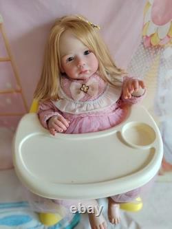 28inch Artist Painted Reborn Baby Doll Toddler Girl Hand-Rooted Hair XMAS GIFT