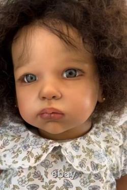 28inch Completed Reborn Baby Doll Rooted Curly Hair Toddler Girl Collect DIY Toy
