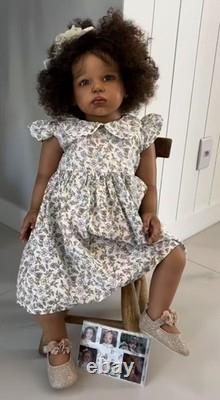 28inch Completed Reborn Baby Doll Rooted Curly Hair Toddler Girl Collect DIY Toy
