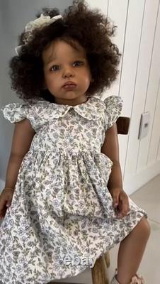 28inch Completed Reborn Baby Doll Rooted Curly Hair Toddler Girl Collect DIY Toy