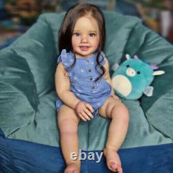 28inch Handmade Reborn Baby Doll Girl Brown Hair 3D Skin Finished Toddler Gift