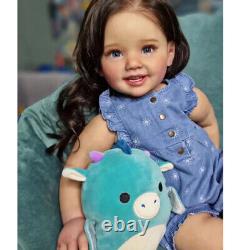 28inch Handmade Reborn Baby Doll Girl Brown Hair 3D Skin Finished Toddler Gift