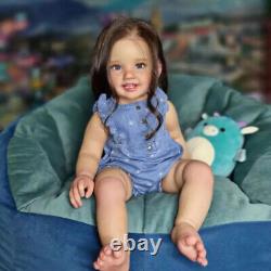 28inch Handmade Reborn Baby Doll Girl Brown Hair 3D Skin Finished Toddler Gift