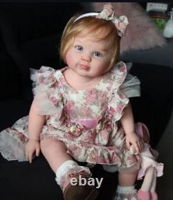 28inch Lifelike Cuddly Reborn Baby Girl Doll Rooted Hair Vinyl Toy Handmade Gift