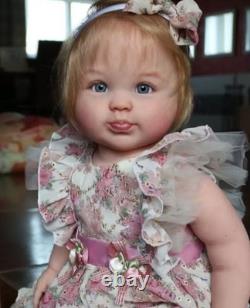 28inch Lifelike Cuddly Reborn Baby Girl Doll Rooted Hair Vinyl Toy Handmade Gift