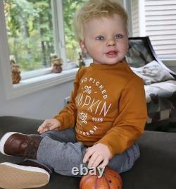 28inch Lifelike Toddler Boy Reborn Baby Doll Rooted Hair Handmade Toy Girls Gift