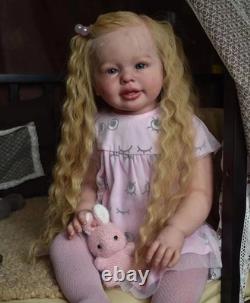 28inch Lifelike Toddler Girl Reborn Baby Doll Rooted Curly Hair Handmade Gift