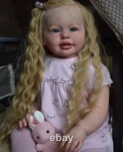 28inch Lifelike Toddler Girl Reborn Baby Doll Rooted Curly Hair Handmade Gift