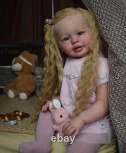 28inch Lifelike Toddler Girl Reborn Baby Doll Rooted Curly Hair Handmade Gift