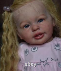 28inch Lifelike Toddler Girl Reborn Baby Doll Rooted Curly Hair Handmade Gift