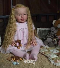 28inch Lifelike Toddler Girl Reborn Baby Doll Rooted Curly Hair Handmade Gift