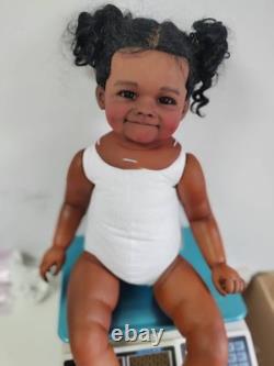 28inch Painted Reborn Doll Kit Black Skin Toddler Girl Rooted Hair Collect Toys
