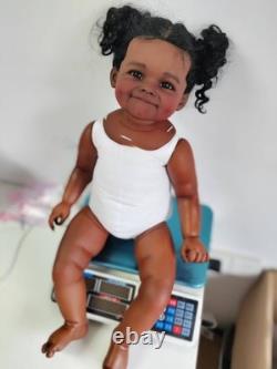 28inch Painted Reborn Doll Kit Black Skin Toddler Girl Rooted Hair Collect Toys
