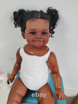 28inch Painted Reborn Doll Kit Black Skin Toddler Girl Rooted Hair Collect Toys