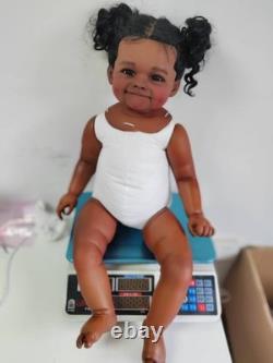 28inch Painted Reborn Doll Kit Black Skin Toddler Girl Rooted Hair Collect Toys