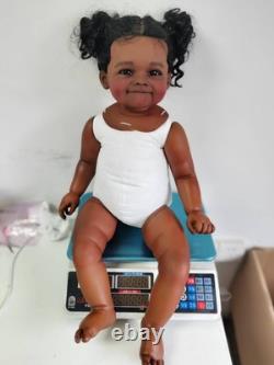 28inch Painted Reborn Doll Kit Black Skin Toddler Girl Rooted Hair Collect Toys