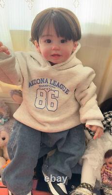 28inch Realistic Reborn Toddler Boy Doll Lifelike Hand-Rooted Hair Asian GIFT