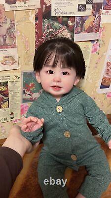 28inch Realistic Reborn Toddler Boy Doll Lifelike Hand-Rooted Hair Asian GIFT