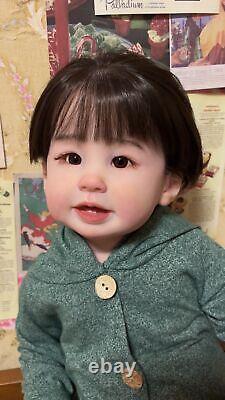 28inch Realistic Reborn Toddler Boy Doll Lifelike Hand-Rooted Hair Asian GIFT