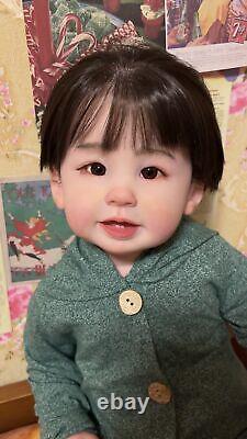28inch Realistic Reborn Toddler Boy Doll Lifelike Hand-Rooted Hair Asian GIFT