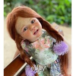 29 Finished Reborn Baby Doll Girl Toddler Brown Hair 3D Skin Painted Handmade