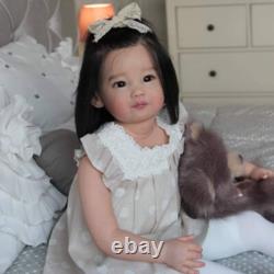 30 Finished Reborn Baby Doll Cute Toddler Girl With Cloth Body Rooted Hair Gift
