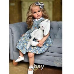 30 Finished Reborn Baby Doll Girl Toddler Yellow Long Curly Hair Handmade Gift