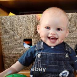 30'' Finished Reborn Baby Doll Toddler Boy Rooted Hair Cloth Body Handmade Gift