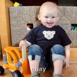 30'' Finished Reborn Baby Doll Toddler Boy Rooted Hair Cloth Body Handmade Gift
