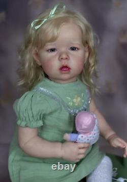 30 Huge Baby Size Reborn Baby Toddler Girl Liam Finished Doll Soft Body 3D Skin