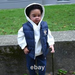 30 Realistic Reborn Baby Doll Black Skin Toddler Boy Curly Hair Cloth Body Gift